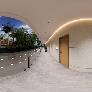 现代酒店过道全景