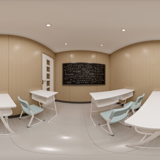 现代培训班教室全景