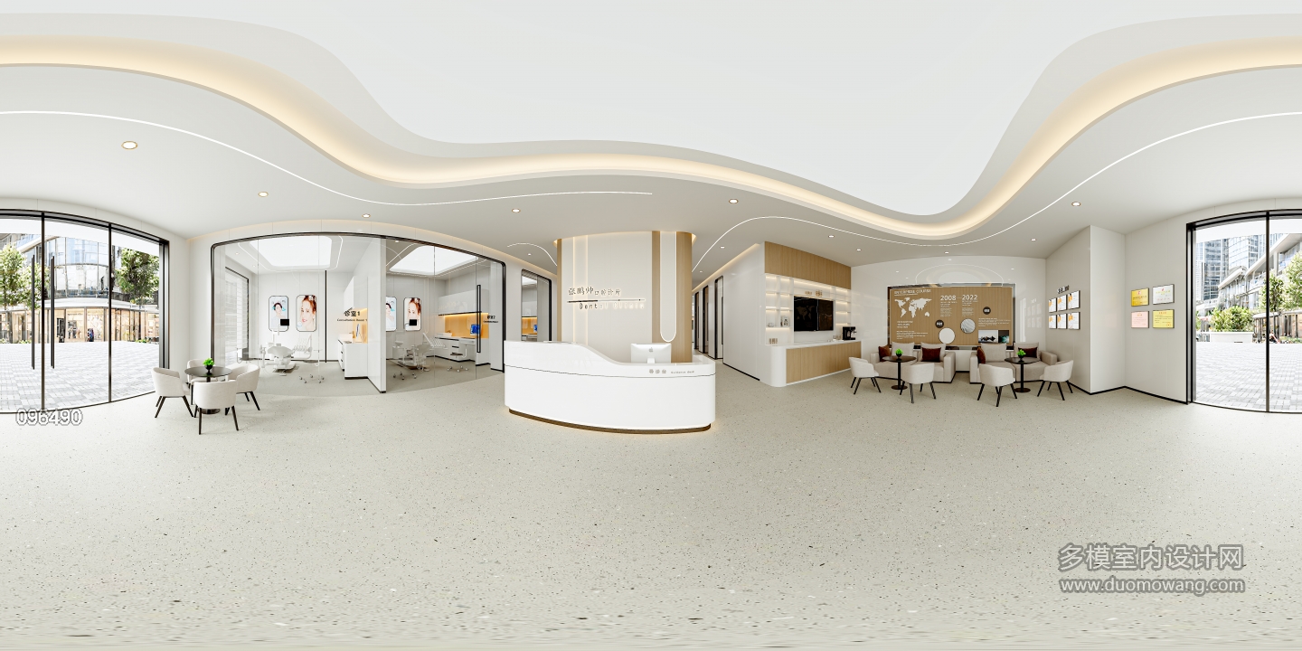 现代牙科诊所大厅全景