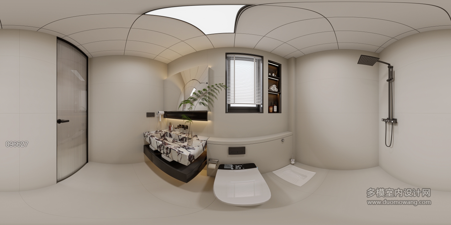 现代 卫生间全景