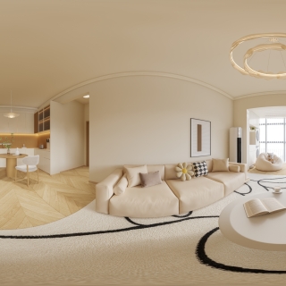 奶油风客餐厅全景