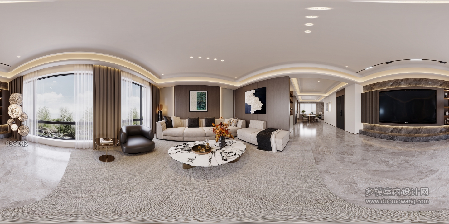 现代意式客厅全景