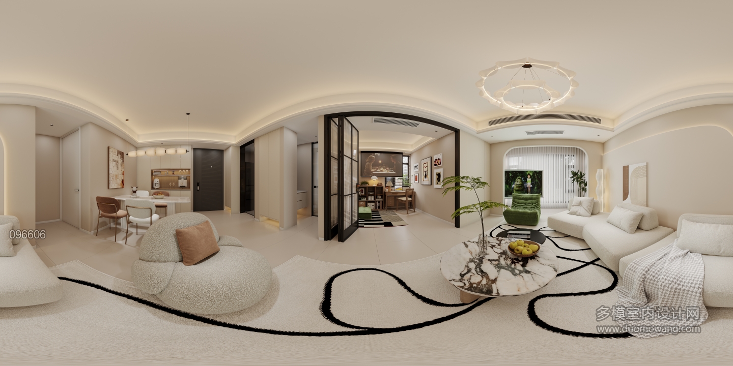 奶油-客厅全景