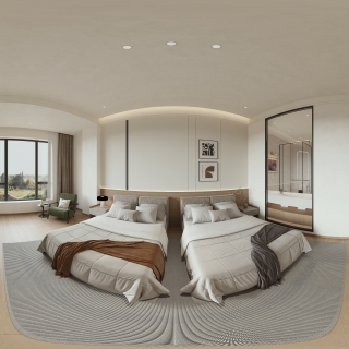 现代 酒店客房 全景