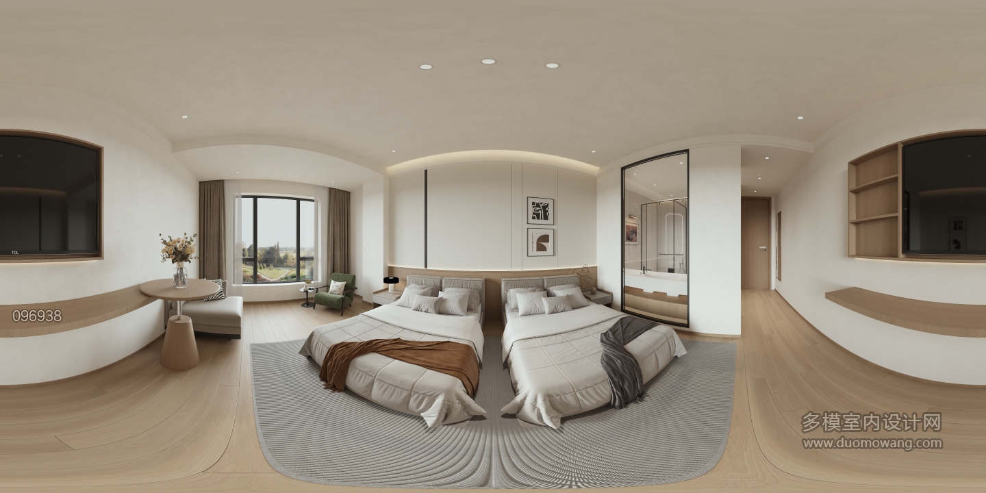 现代 酒店客房 全景