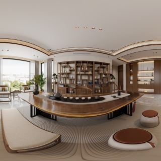 新中式茶室全景