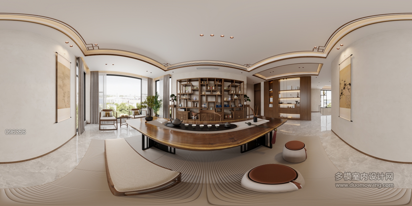 新中式茶室全景