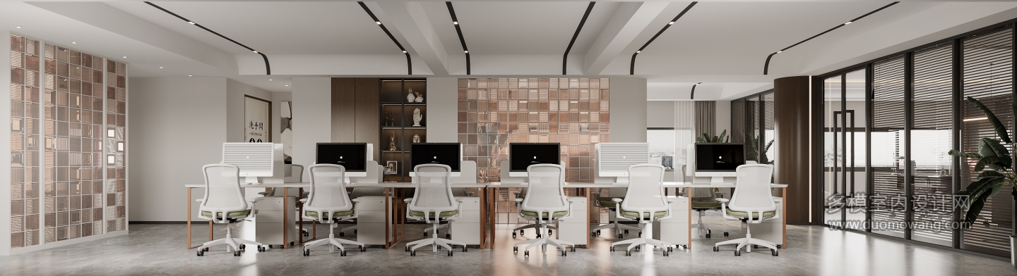 现代办公区域特写