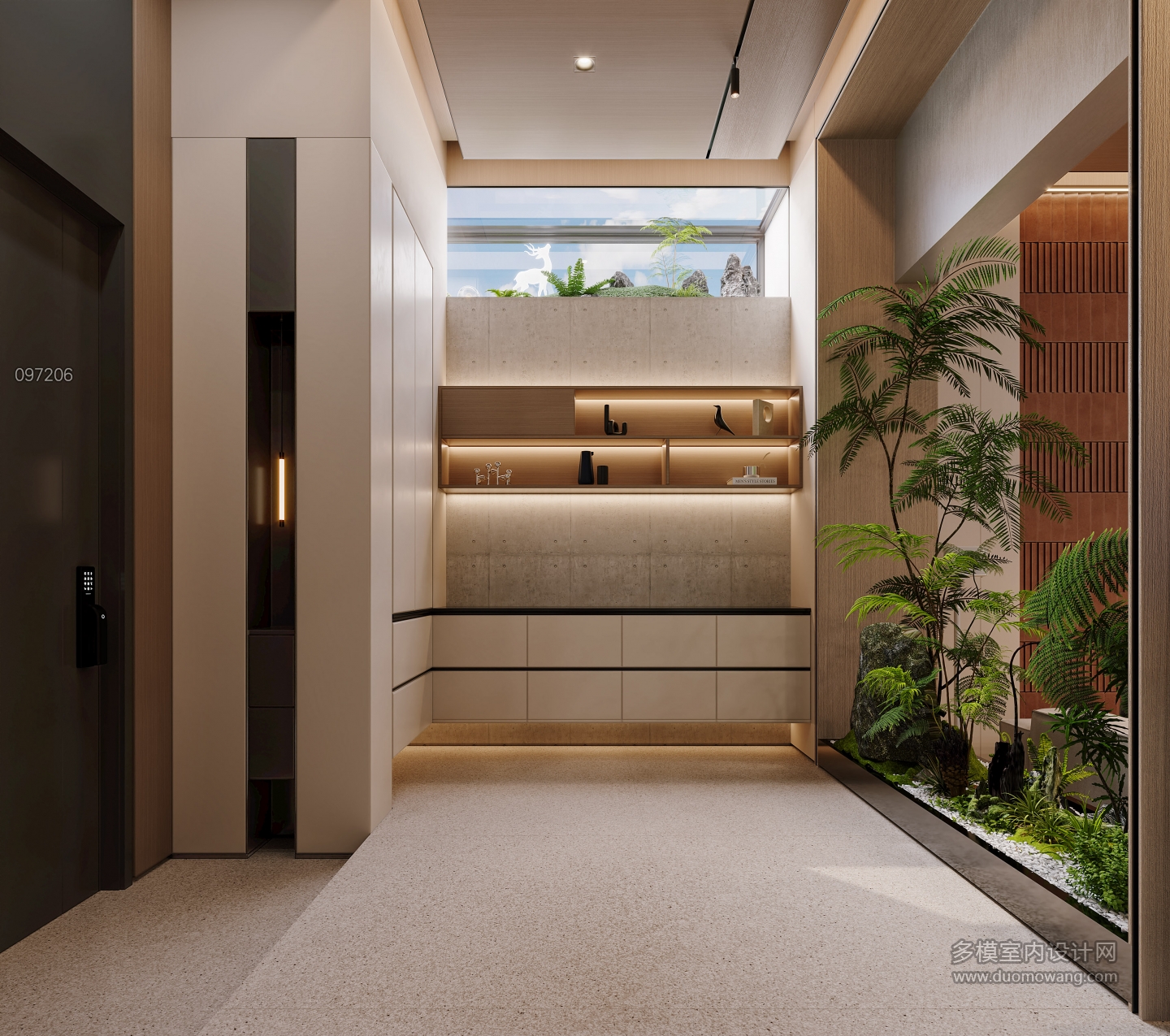 负一现代门厅天窗特写