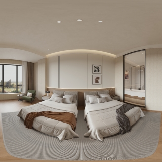 现代 酒店客房 全景 新