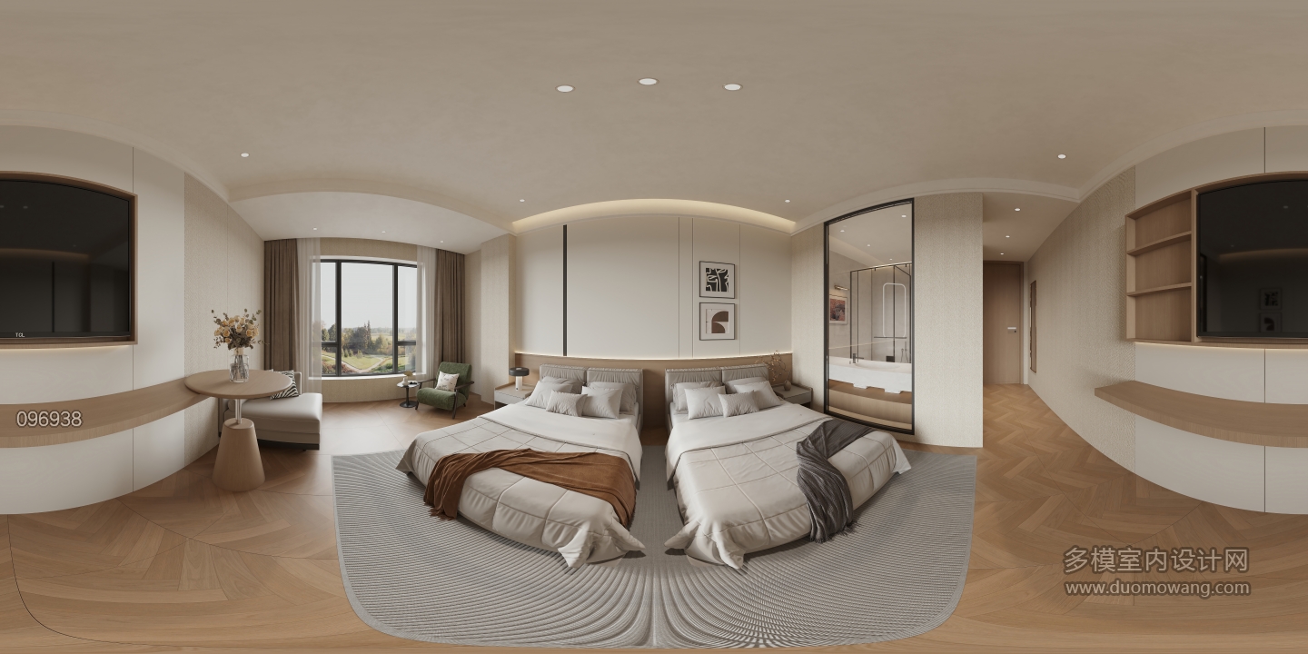 现代 酒店客房 全景 新