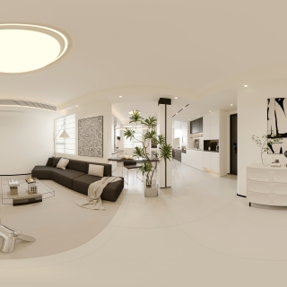 现代极简客厅全景