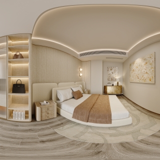 现代轻奢北次卧全景方案二