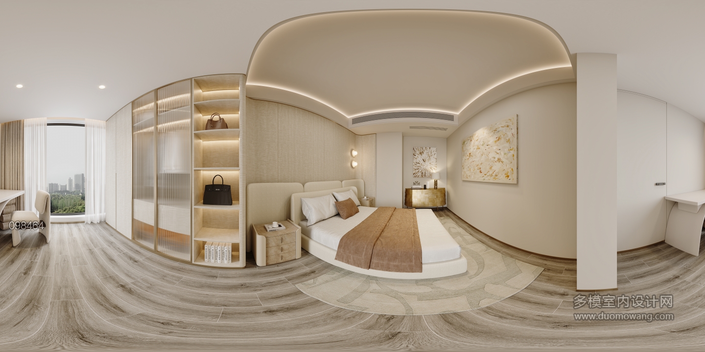 现代轻奢北次卧全景方案二