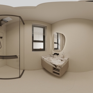 奶油原木卫生间