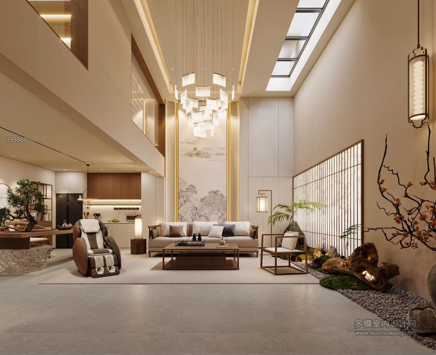 新中式负二沙发背景特写