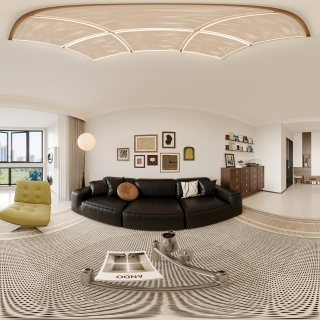 现代中古客厅全景