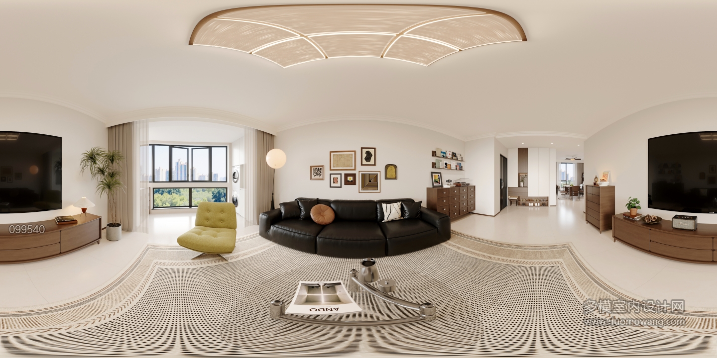 现代中古客厅全景