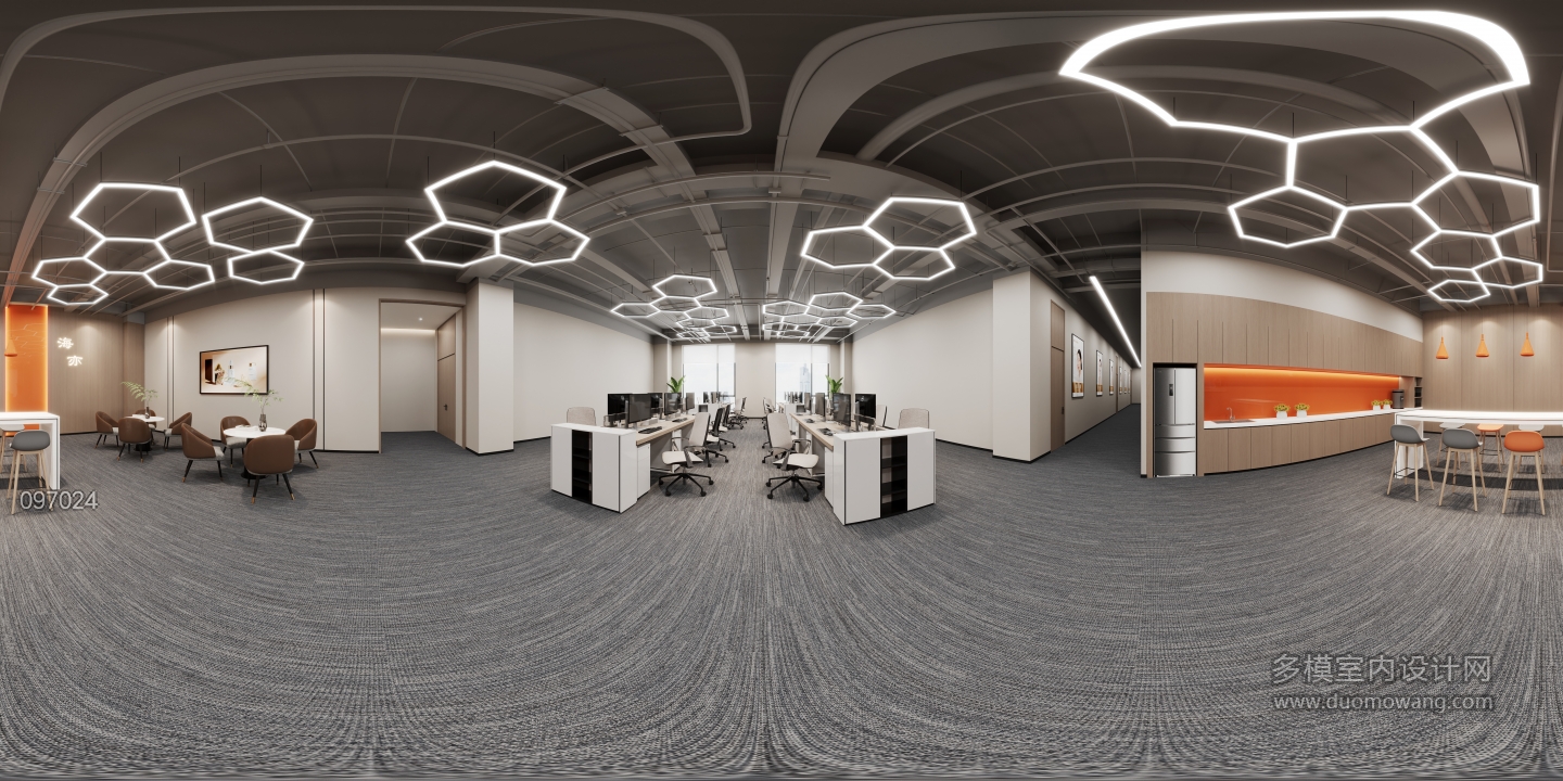 现代开放办公全景