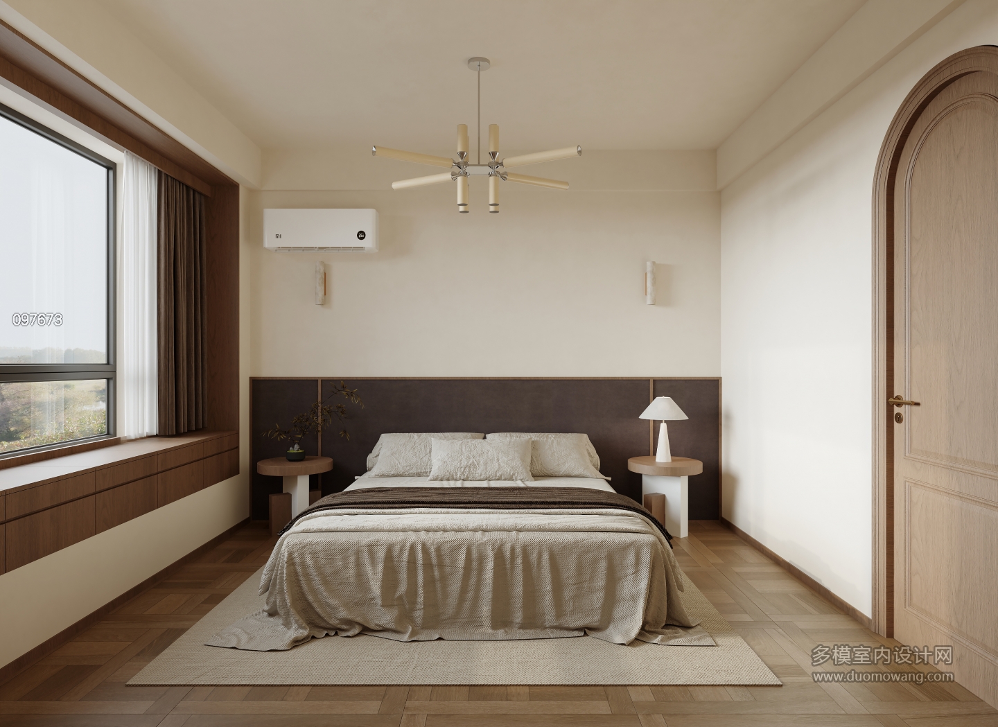 现代 中古风 主卧 单张1