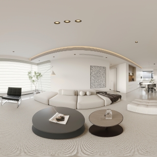 现代极简客厅全景