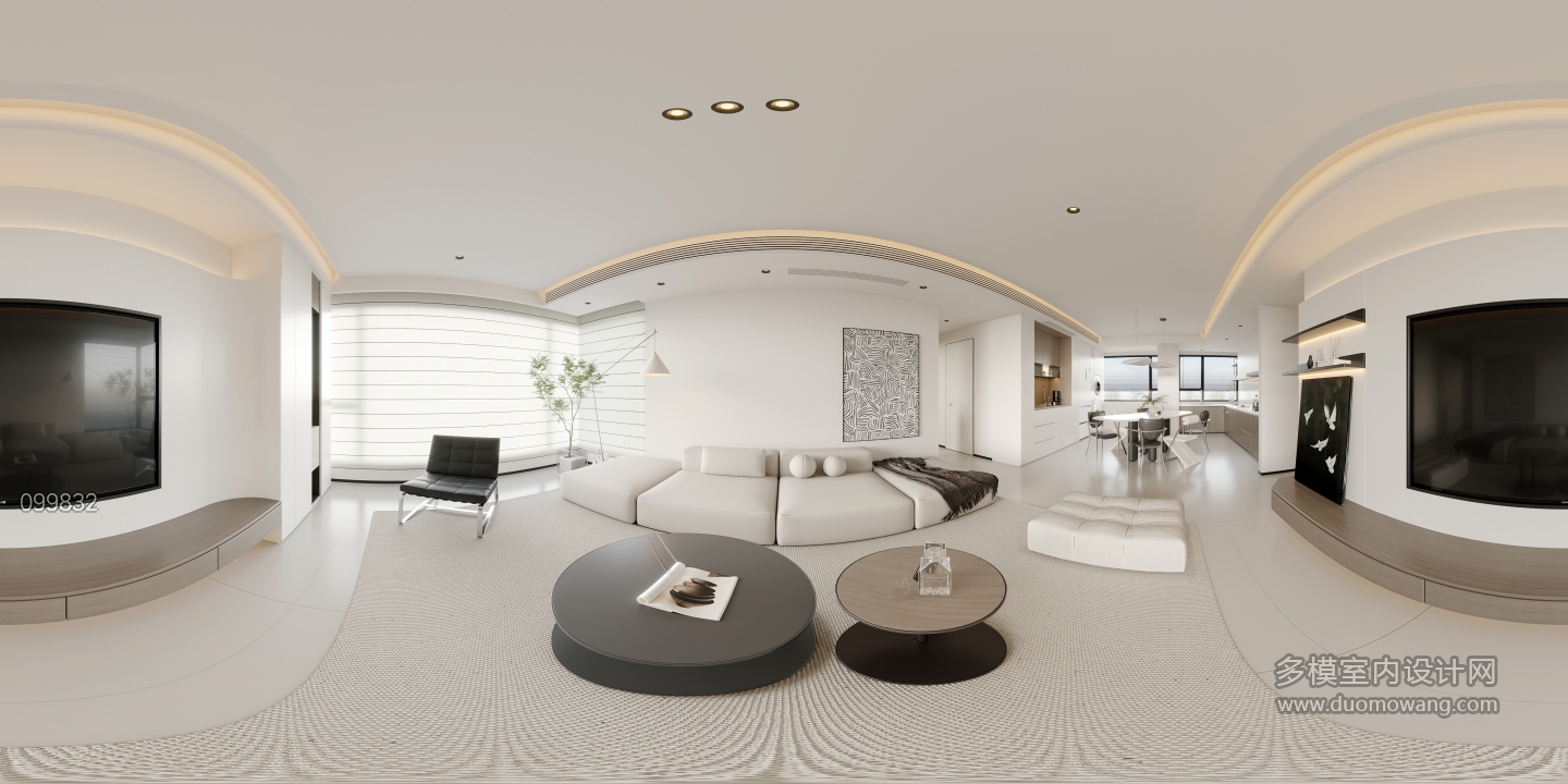 现代极简客厅全景