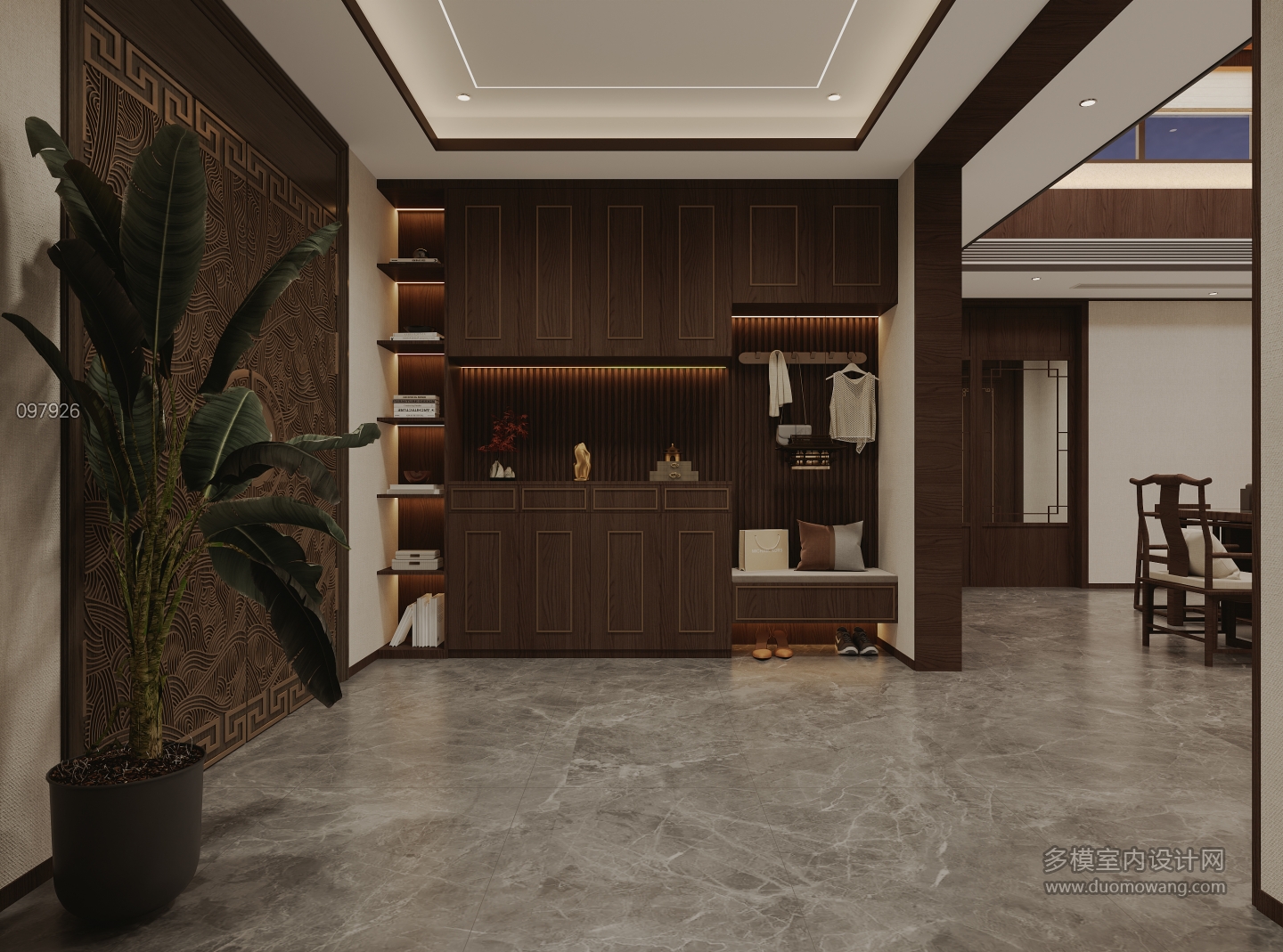 新中式门厅特写