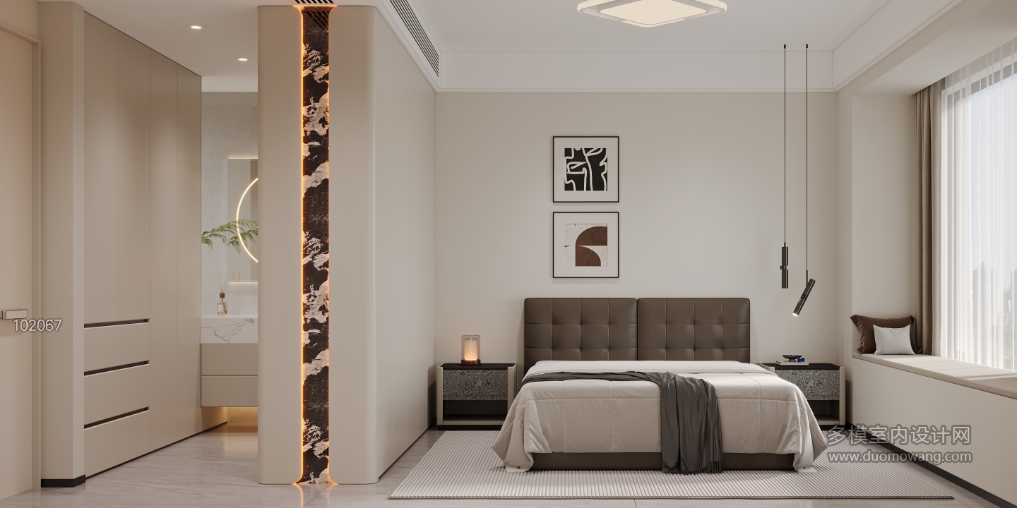 现代主卧特写