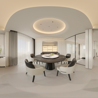 现代极简餐厨全景