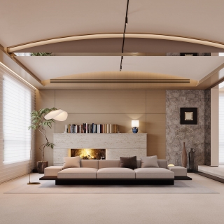 现代一层沙发背景特写