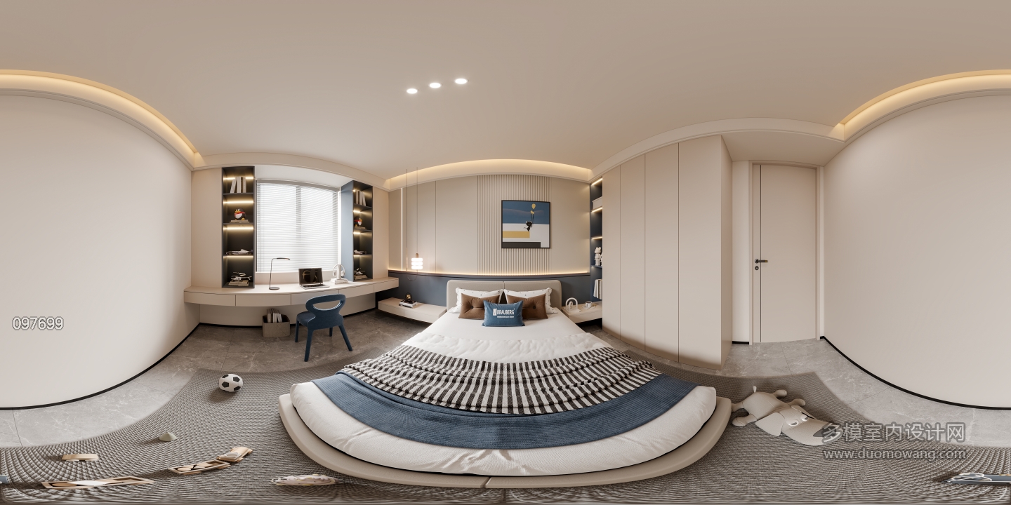 现代次卧全景