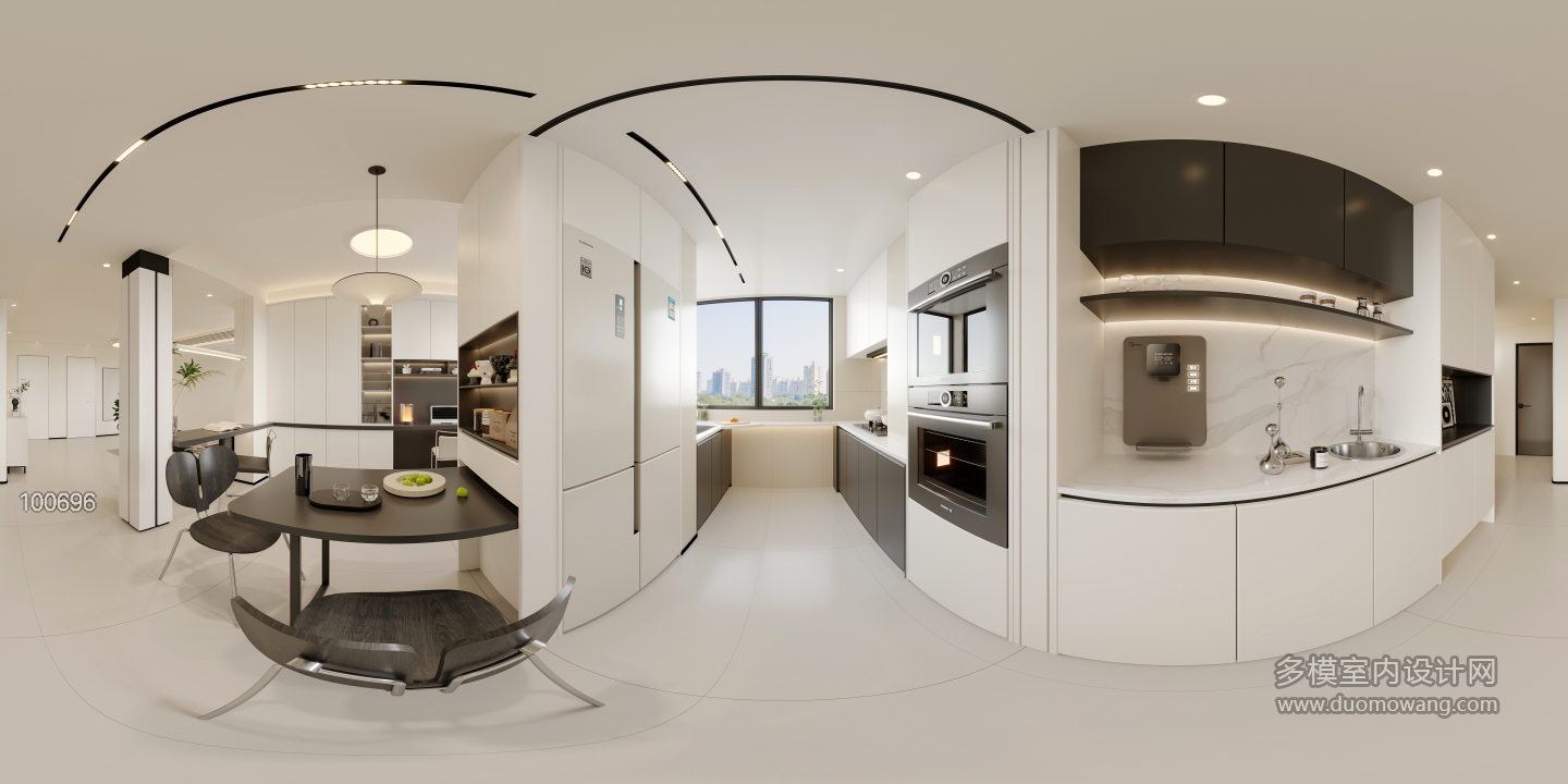 现代极简餐厨全景