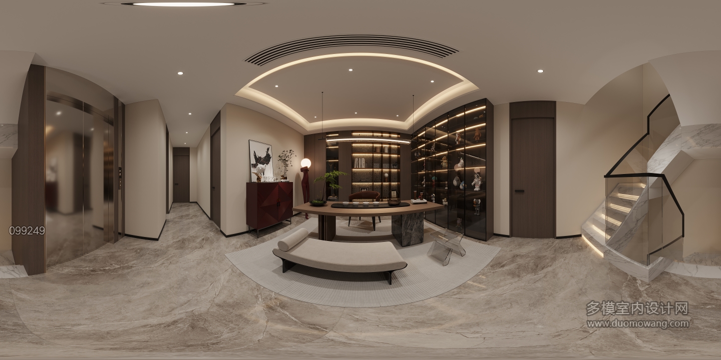 现代二楼茶室全景