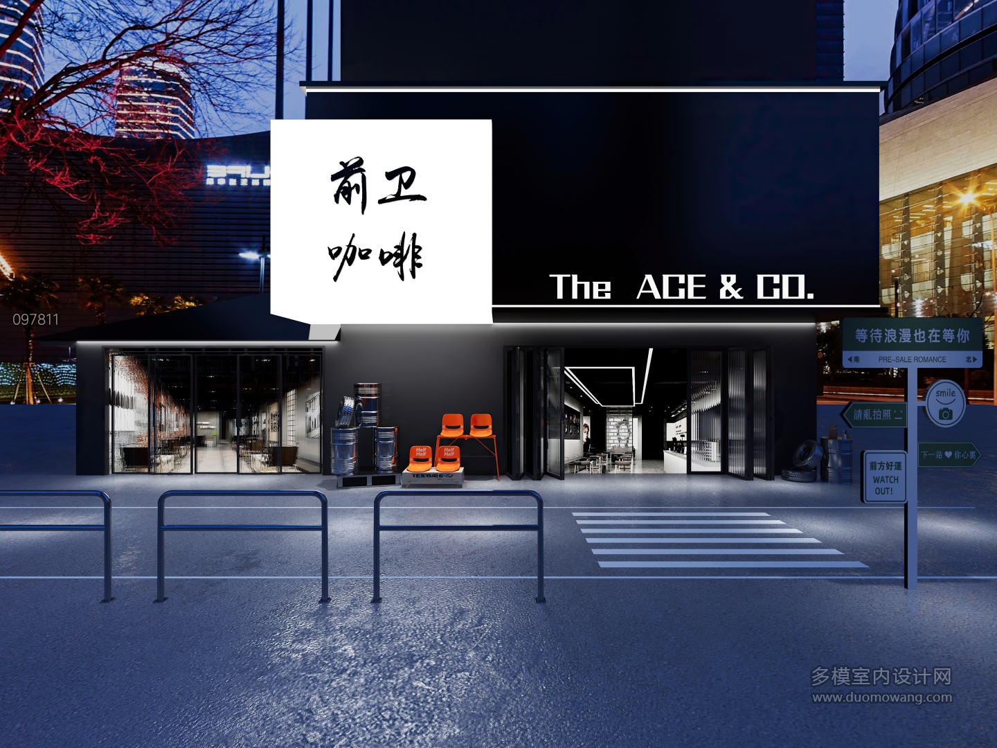 现代咖啡店门头 (1)