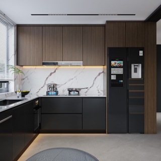 现代别墅一楼厨房单张