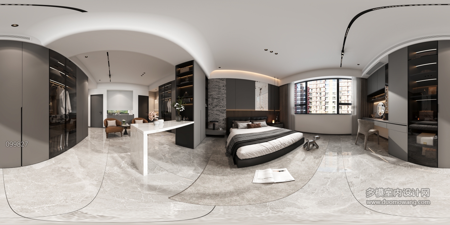 现代卧室全景