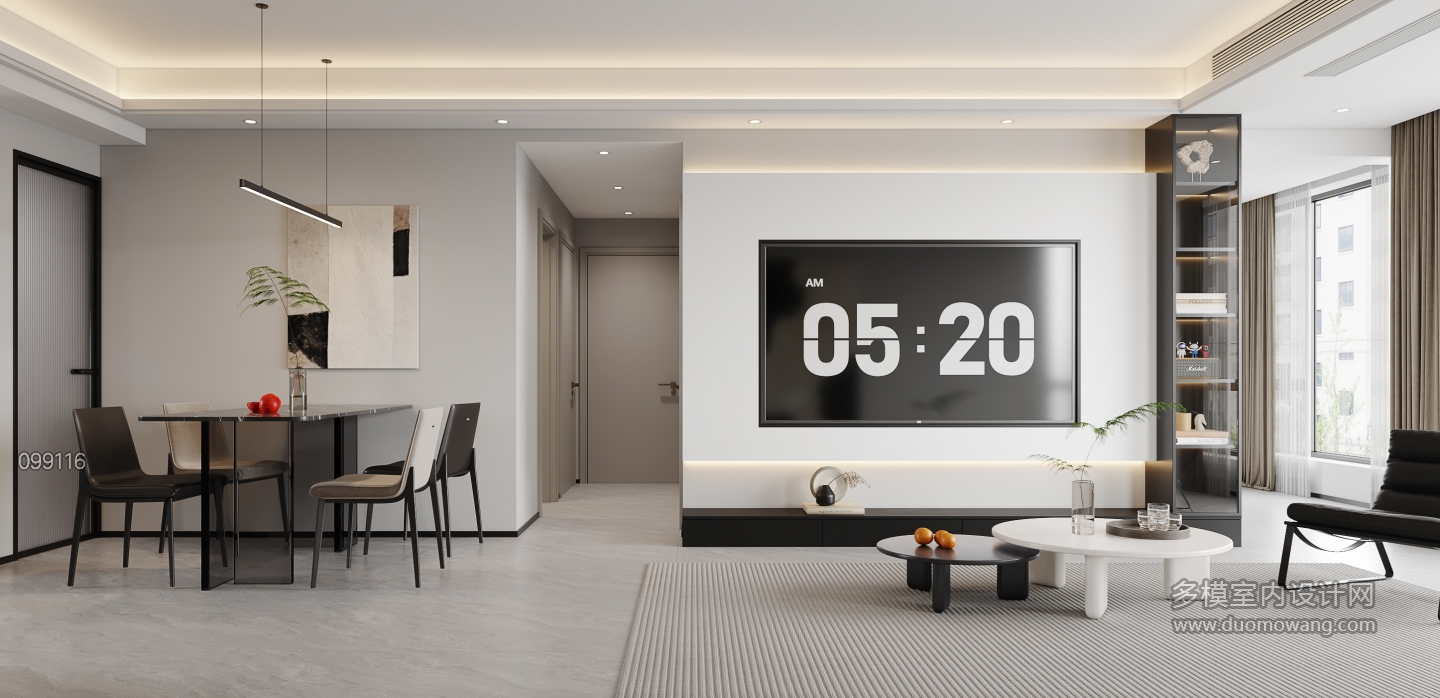 现代客餐厅_电视墙