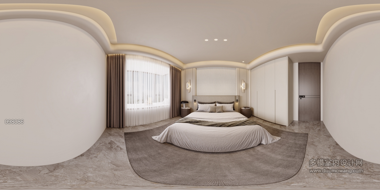 现代意式卧室全景