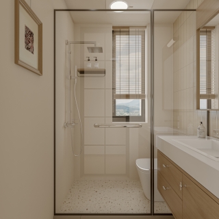 奶油风平层主卫