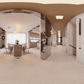 现代一层餐厅全景