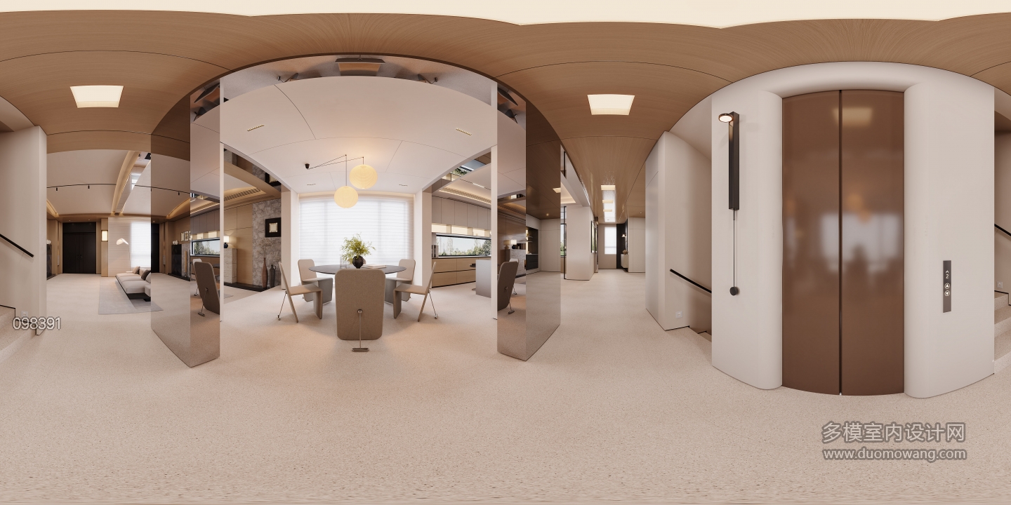 现代一层餐厅全景