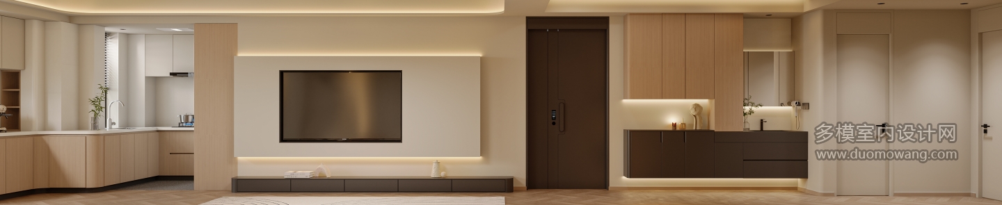 原木奶油风_电视背景墙