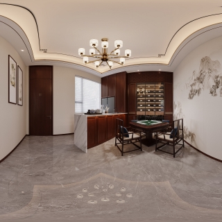 中式麻将室全景