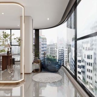 现代大包间浴缸特写