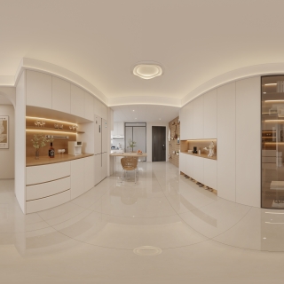 原木奶油风客餐厅全景