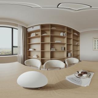 现代 二楼 公共书房 全景 新