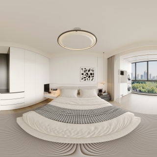 现代极简主卧全景