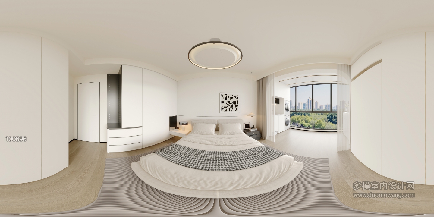 现代极简主卧全景