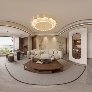 新中式客厅全景