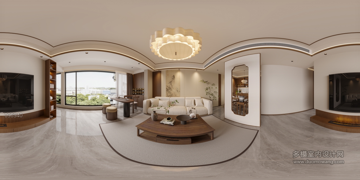 新中式客厅全景